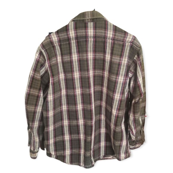 Carhartt Heavy Flannel Shirt Button Front Green & White Plaid Mens Large? - Picture 2 of 4
